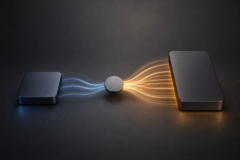 Two generic portable storage devices connected by blue and amber data streams